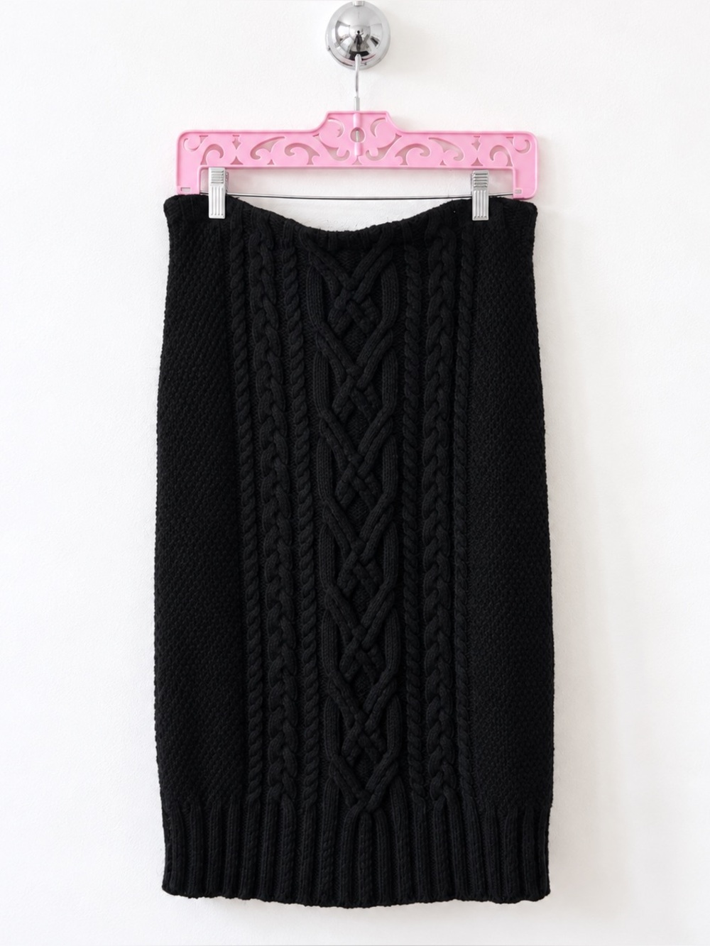 LAUREN Ralph Lauren  Black Cable Knit Pencil Skirt